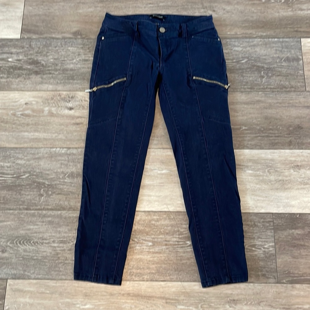 White House Black Market Skinny Crop With Zipper Pockets Navy Pants